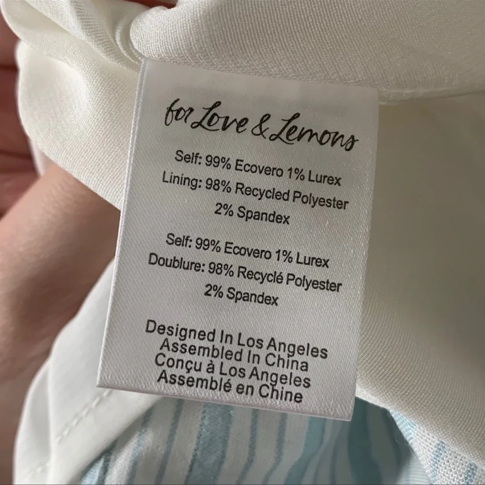 NWT For Love and Lemons Leslie Mini Dress Light Blue Size XS Metallic Stripe - Picture 8 of 10